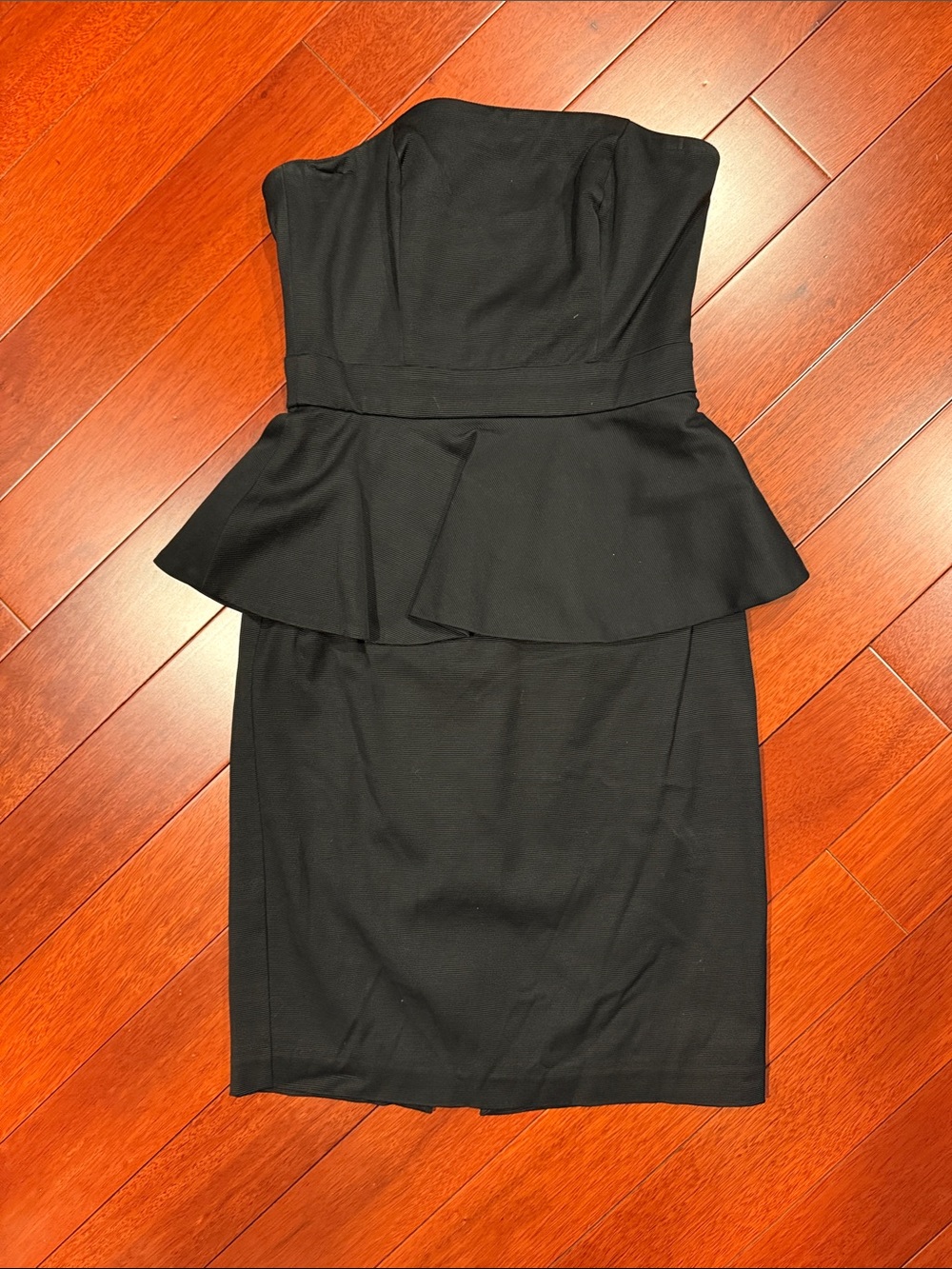 White House Black Market Black Strapless Peplum Sheath Dress